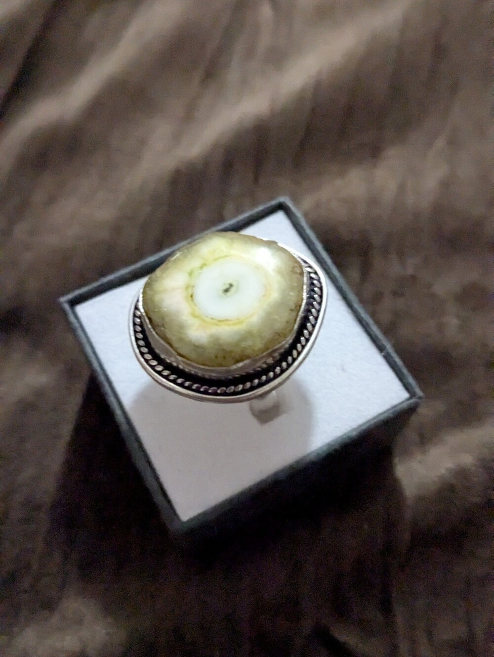 Handcrafted Lime Green Solar Agate Slice Ring (8)